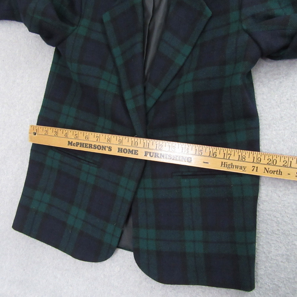 Braebrook Womens Blazer Jacket 4P Petite Green Blue Tweed‎ Vintage Plaid - Picture 13 of 14